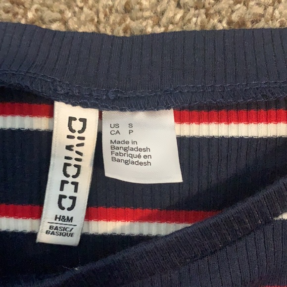H&M striped tee! Red, navy blue and white striped - Picture 2 of 2